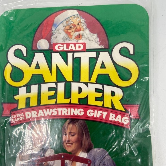 VINTAGE Lot of 3 Glad Santa's Helper XL Drawstring Gift Bag Reindeer 32" x 40" - Picture 4 of 9
